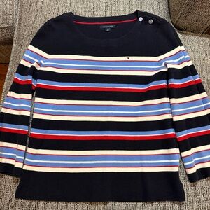 Tommy Hilfiger Women's Sweater - Black, Red, Blue, Cream Stripes